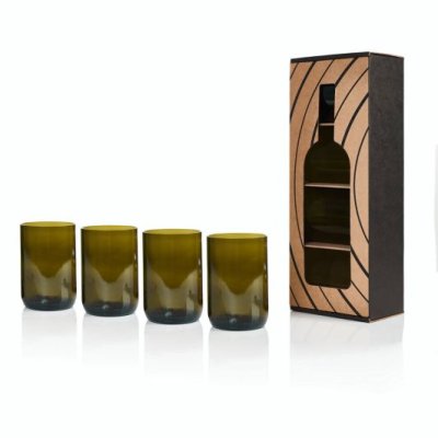 Rebottled drikkeglas - Olivenbrun - 4 stk