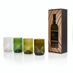 Rebottled drinking glasses in different colors - 4 pcs