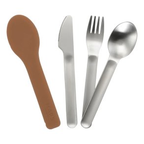 Haps children's cutlery in steel - Terracotta