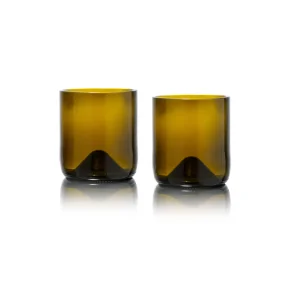 Rebottled whiskey glass - Olive brown - 2 pcs