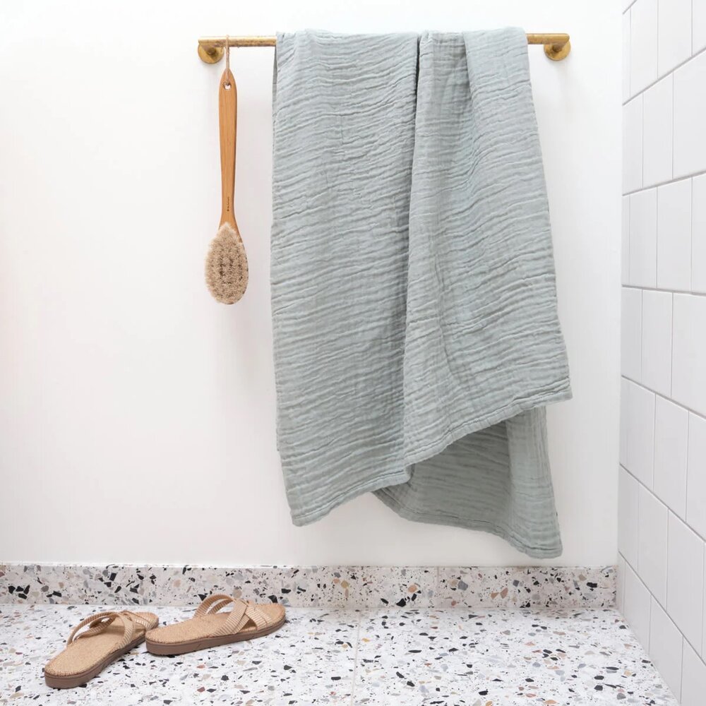 Fint badehndklde - GOTS - Dusty mint