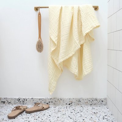 Fint badehndklde - GOTS - Pale yellow