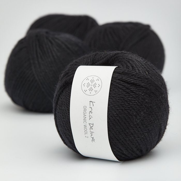 Tyk kologisk merino uldgarn 50g - Sort 28