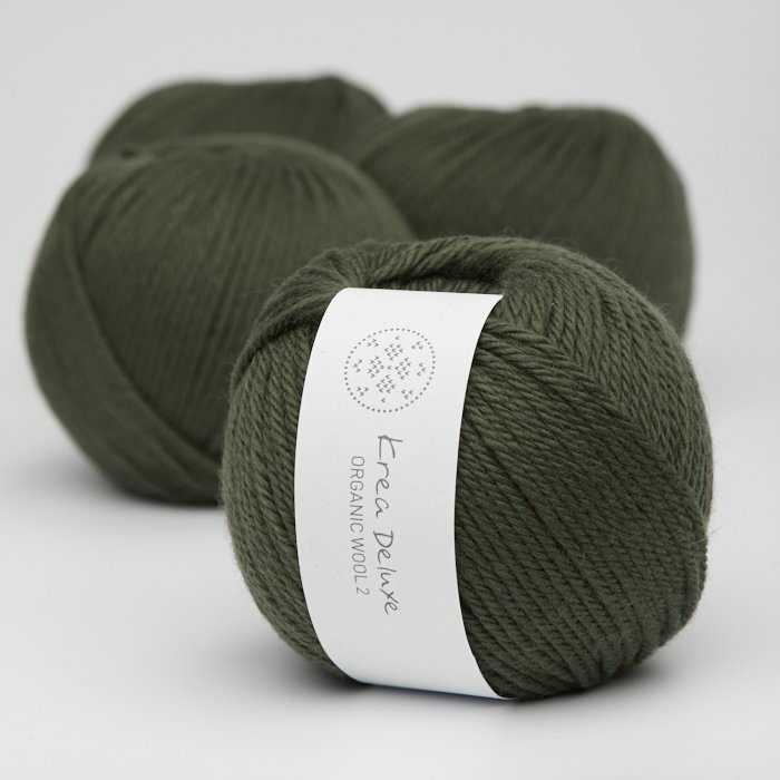 Tyk kologisk merino uldgarn 50g - Armygrn 36