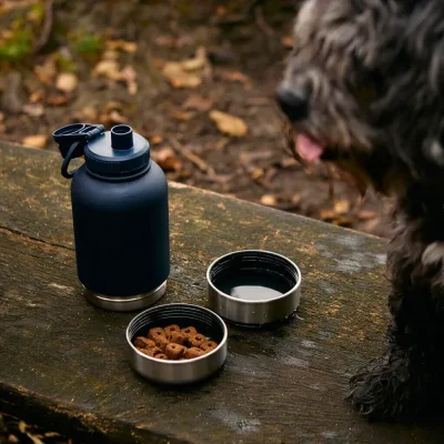 Haps Dog vandflaske til hund inkl. 2 skle - Midnight Blue
