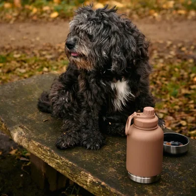 Haps Dog vandflaske til hund inkl. 2 skle - Mocca