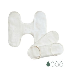 Fabric panty liners without snaps - Natural - 3 pcs