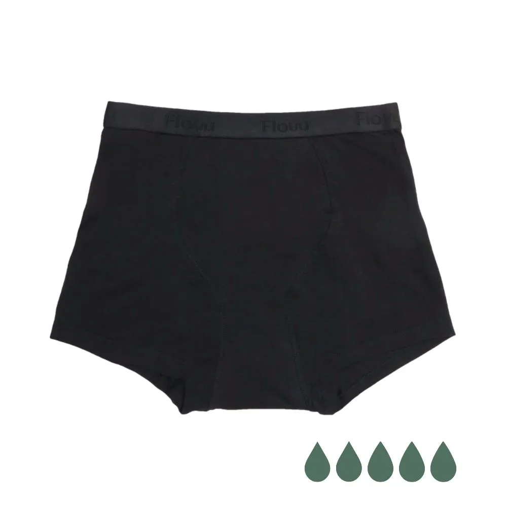 Menstruationstrusser - Flow 4 - Heavy flow - Sort XS - Økofamilien