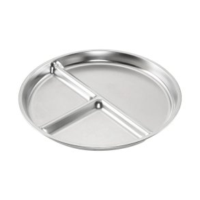 Round plate in steel - compartmentalized - 3 compartments