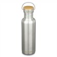 Trinkflasche mit Bambus-Schraubverschluss - Reflect - 800 ml - Geb�rsteter Stahl