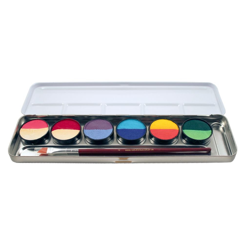 Skin-friendly face paint - palette with 6 split cake colors