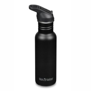 Drinking bottle with straw & sports lid - 532 ml - Black