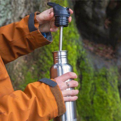 Drikkedunk med flip sportslg & sugerr - 532 ml - Steel