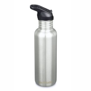 Drinking bottle with straw & sports lid - 800 ml - Steel
