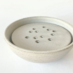 Ceramic soap dish - with grate - Grey