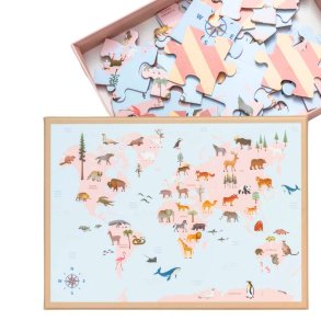 Puzzle for kids with 42 pieces - Animal World Map