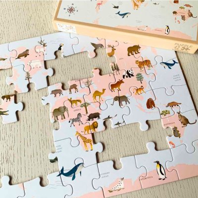 Puzzle for kids with 42 pieces - Animal World Map