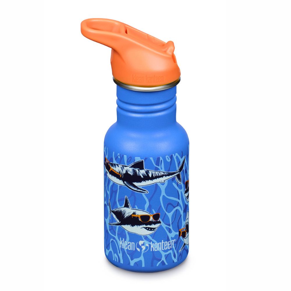 Drikkedunk med sugerør & sportslåg - 355 ml - Sharks - Økofamilien