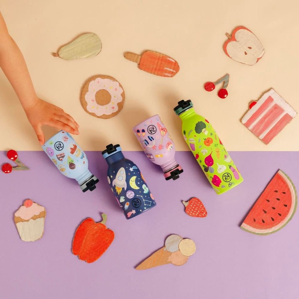 Kids insulated drinking bottle with straw - Veggie Friends