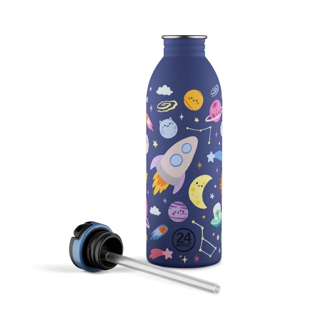 Kids drinking bottle with straw - Space Friends