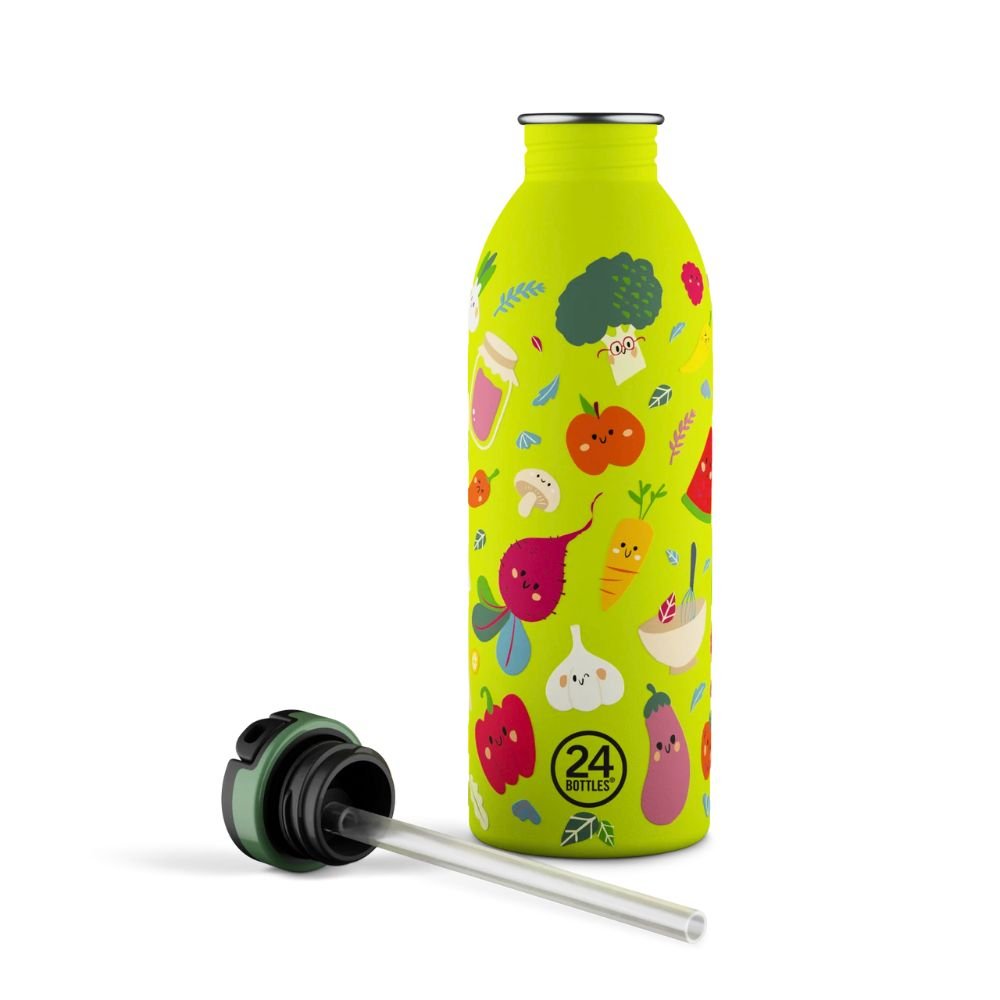Kids drinking bottle with straw - Veggie Friends