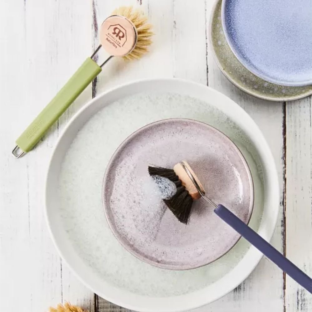 Dish brush handle for replaceable brush head - Green