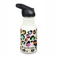 Vattenflaska med sugr�r & sportlock - 355 ml - Leopard