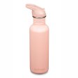 Vattenflaska med sugr�r & sportkork - 800 ml - Peach