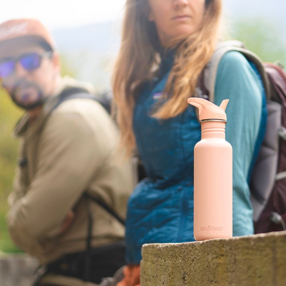 Drinking bottle with straw & sports lid - 800 ml - Peach