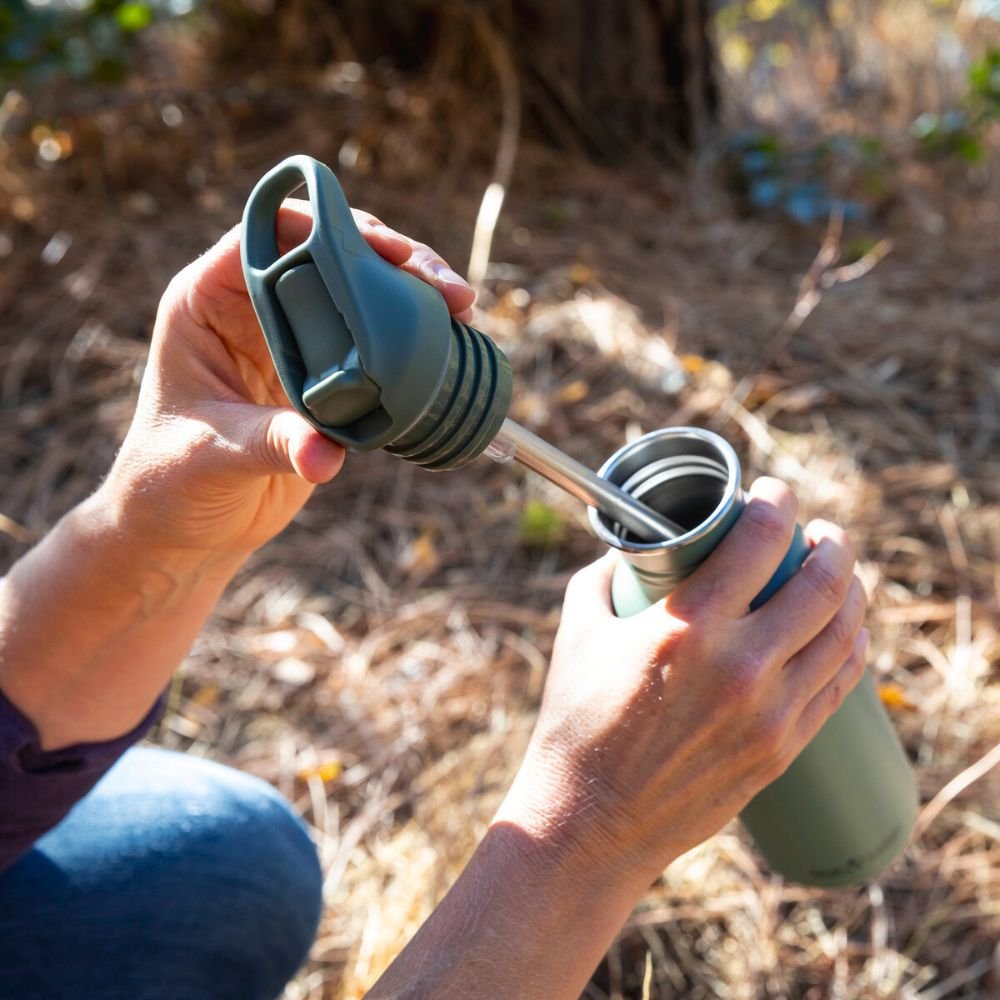 Drinking bottle with straw & sports lid - 800 ml - Sea Spray