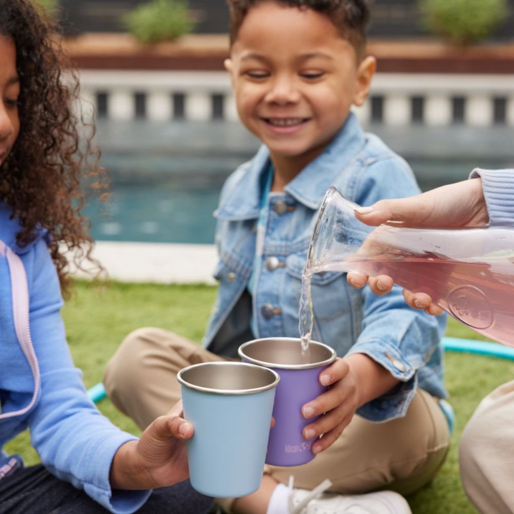 Kid's cup in stainless steel with straw - Clear Sky