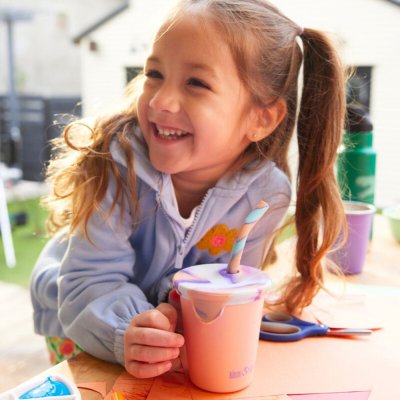 Kid's cup in stainless steel with straw - Peach Parfait