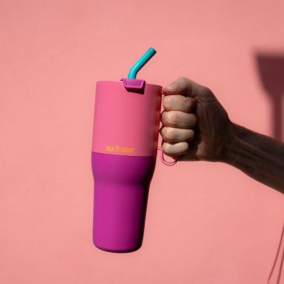 Big RISE tumbler with straw - 1065 ml - Pink Lemonade