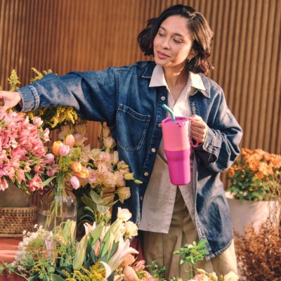 Big RISE tumbler with straw - 1065 ml - Pink Lemonade