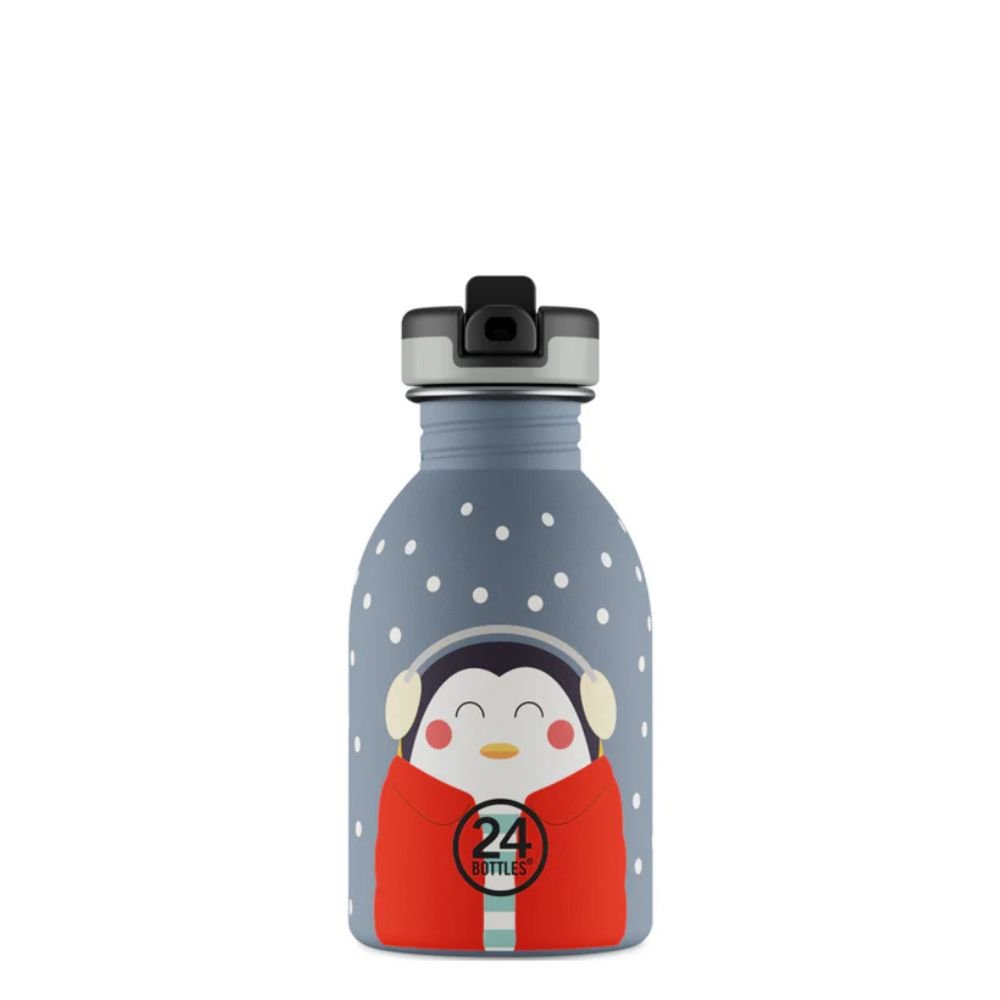 Kids water bottle with sports lid - Happy Penguin