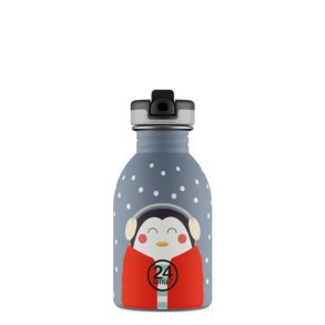 Kids water bottle with sports lid - Happy Penguin