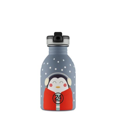 Kids water bottle with sports lid - Happy Penguin