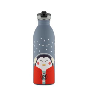 Kids water bottle with sports lid - Happy Penguin