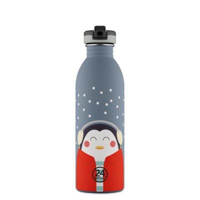 Kids water bottle with sports lid - Happy Penguin