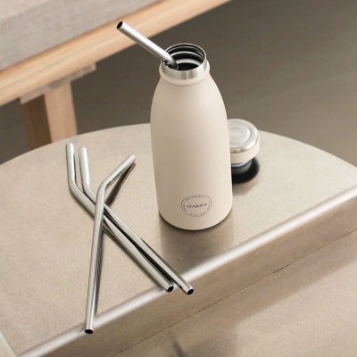 Stainless steel straws - bent - incl. brush - 4 pcs