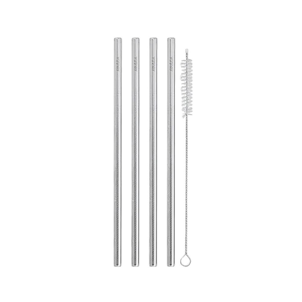 Stainless steel straws - straight - incl. brush - 4 pcs