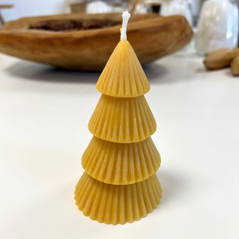 Christmas tree candle in beeswax