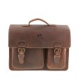 Ledertasche mit Henkel & Fronttaschen - Cocoa