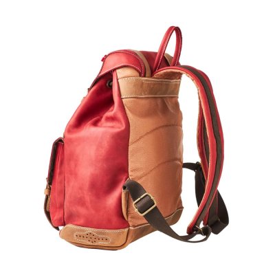 Leather Backpack with Drawstring - Garnet