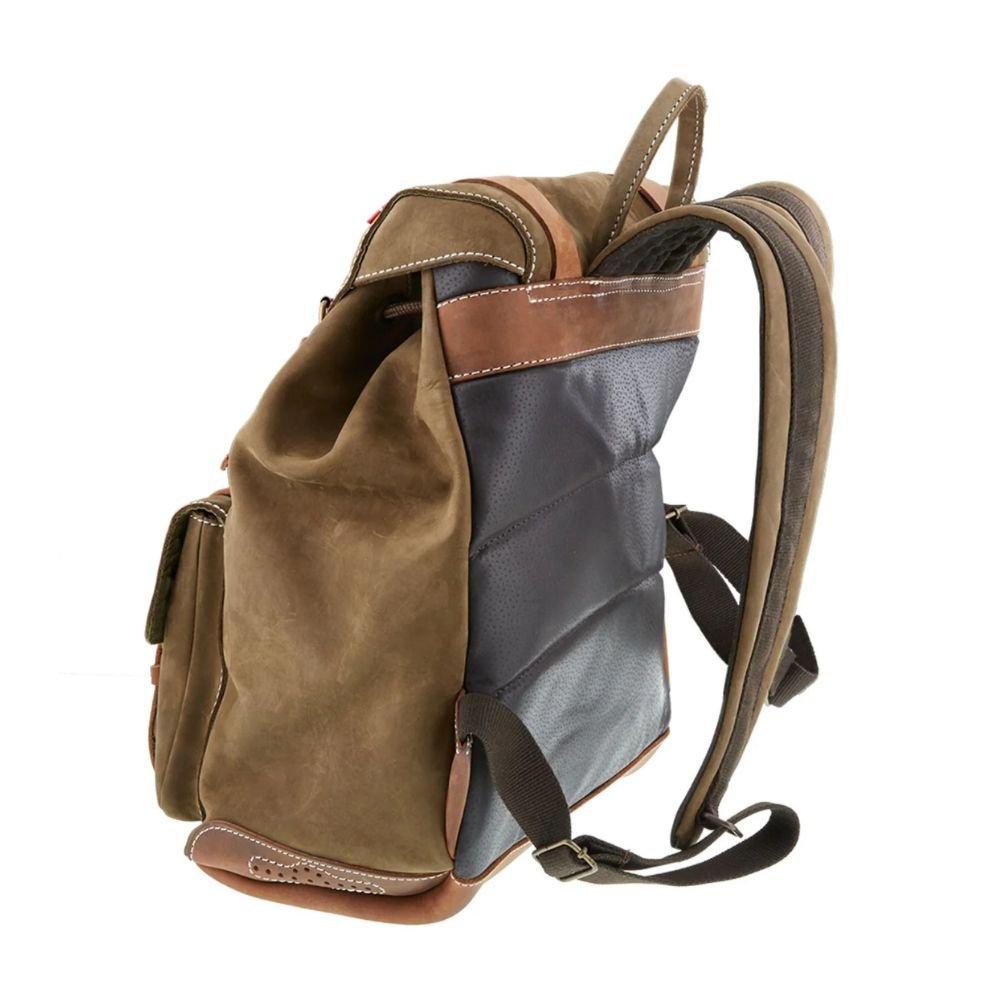 Leather backpack with drawstring - Olive