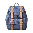 Leather Backpack with Drawstring - Blue