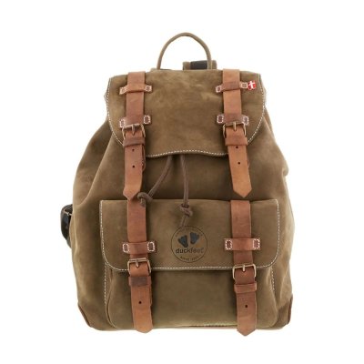 Leather backpack with drawstring - Olive