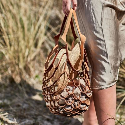 Shopping Bag in One Piece of Terracare Leather - Brown
