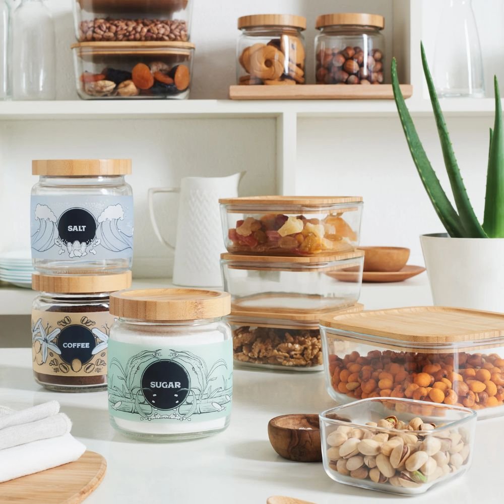 Storage jar with bamboo lid - 75 cl