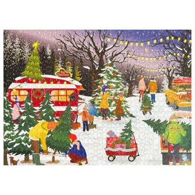 Pusselkalender med 1000 bitar - Julgranar & Snflingor